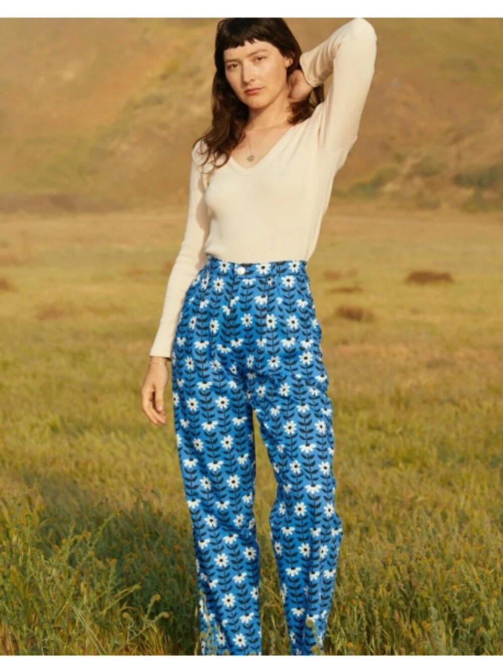 NWOT Big Bud Press Daisy Chain Trousers Blue Size XS